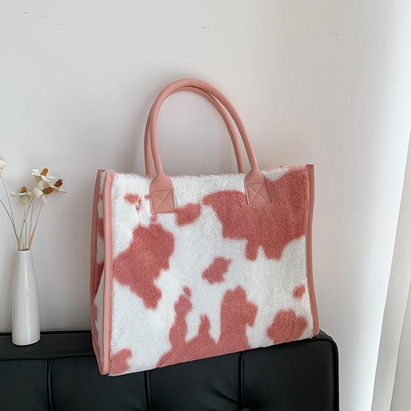 Yogodlns Borsa a tracolla in morbida peluche calda da donna invernale Borsa a tracolla in pelliccia sintetica con motivo leopardato alla moda Borsa di grande capacità