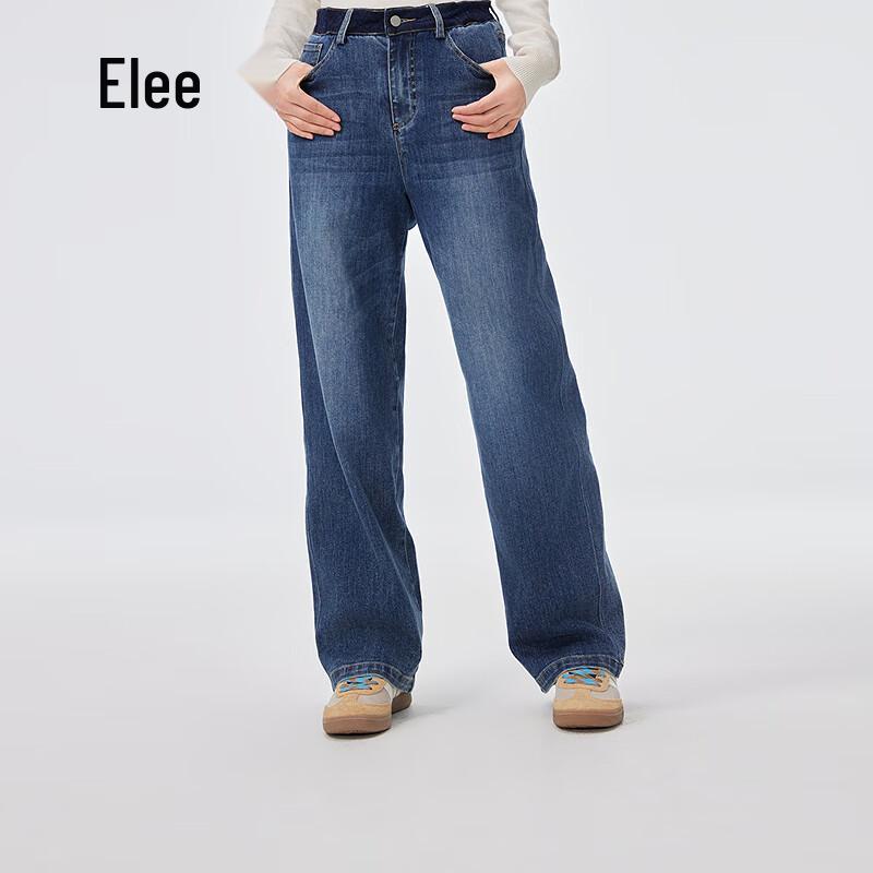 Ailaiyi Women's Warm High-Waist Straight-Leg Denim Down Pants