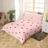 Strawberry Pink Duvet Cover Cute Fruit Print Bedding Three-piece Set Girl Room Decoration