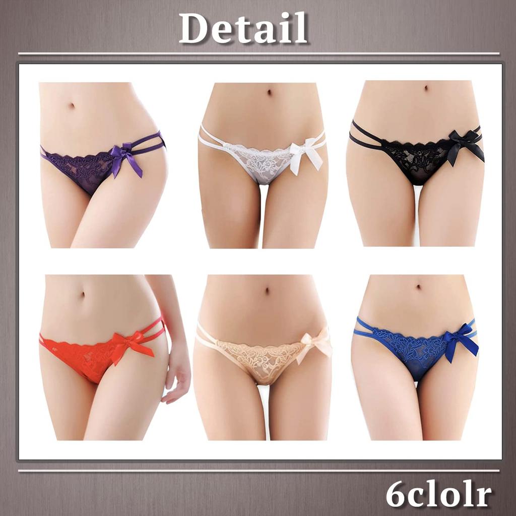 ONE LIMITATION Lace Ribbon Sexy PT007 Women's Thongs, Panties, Underwear, Lingerie, (3. Beige)