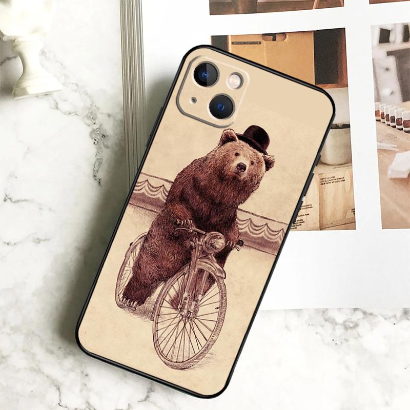Cartoon Grizzly Bear Phone Case For iPhone 17 16 14 13 12 11 15 Pro Max Plus 12 13 Mini 16e 17 Air Cover Coque