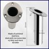Marine Heavy Duty Stainless Steel Boat Cast Fishing Rod Holder Oval 15°/30°/90° with PVC Inner Boat Hardware