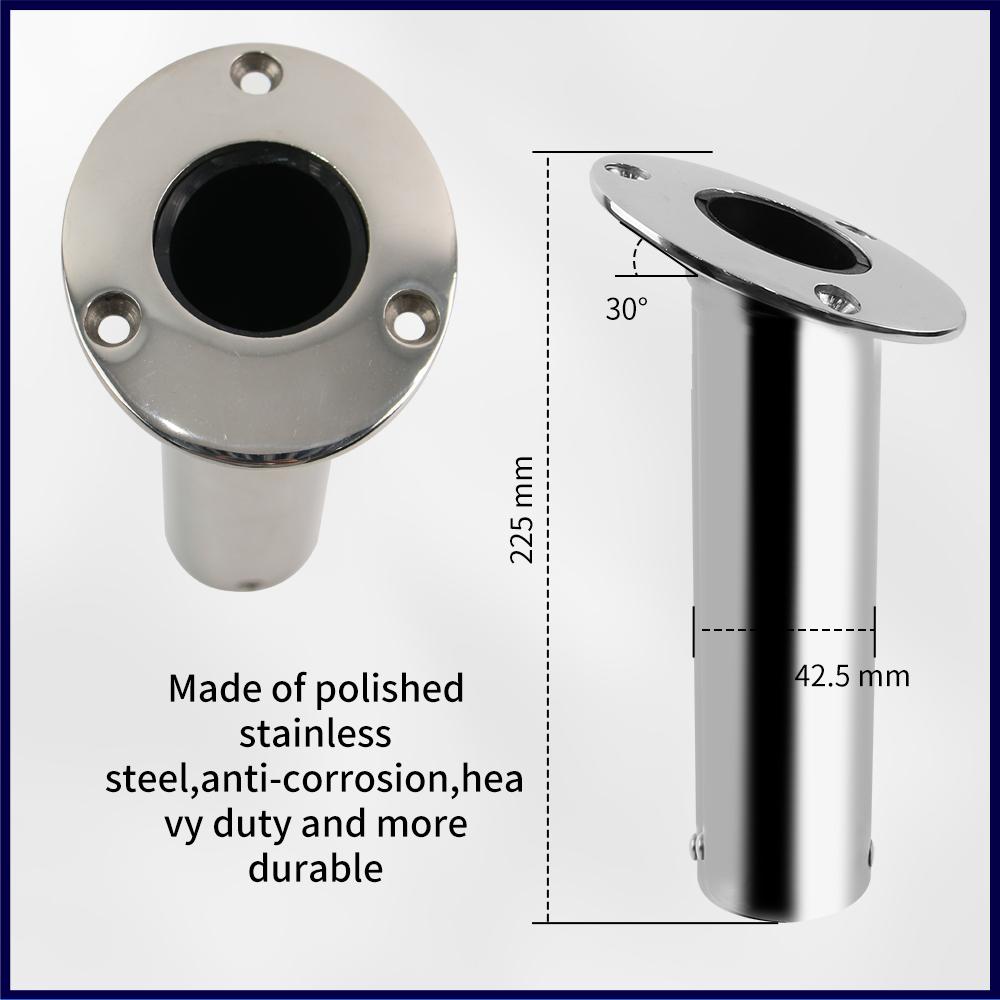 Marine Heavy Duty Stainless Steel Boat Cast Fishing Rod Holder Oval 15°/30°/90° with PVC Inner Boat Hardware