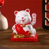 Solar Powered Lucky Cat Waving Hand Beckoning Fortune Cat Figurines for Car Dashboard/Home Decor