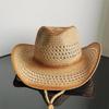 Holllow Cowboy Straw Hat Women Men Summer Handmade Vintage Hollow Western Brim Sun Protection Fisherman Mountaineering Bohemian