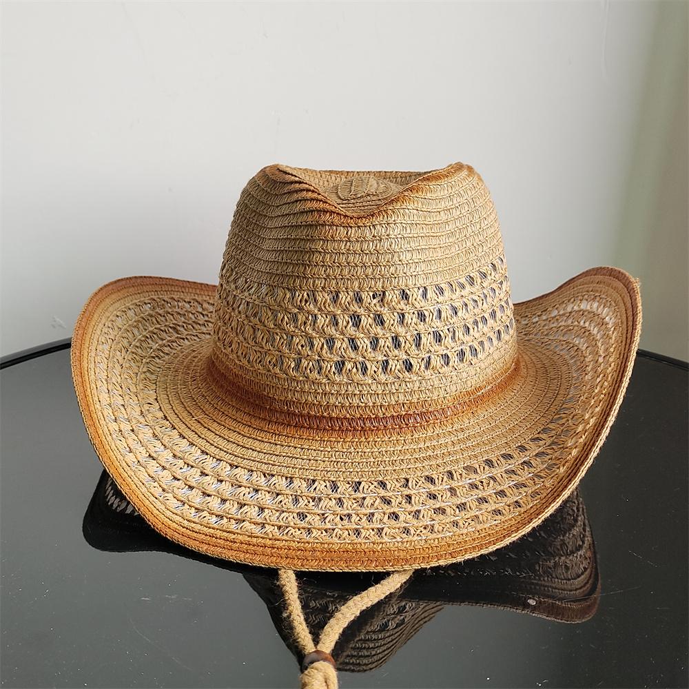 Holllow Cowboy Straw Hat Women Men Summer Handmade Vintage Hollow Western Brim Sun Protection Fisherman Mountaineering Bohemian