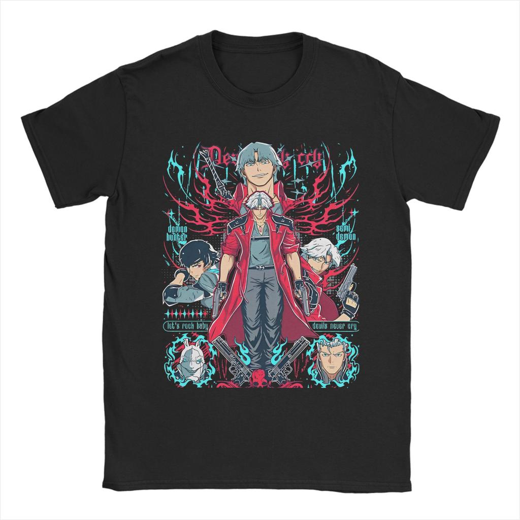 Den Vita Kaninen Devil May Cry DMC Spel Herr T-shirt Vintage T-shirts Kortärmad Rundhals T-shirt 100% Bomull Kläder