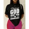 Women's Unless God Sent You Faith T-Shirt - 180GSM 100% Casual Short Sleeve Round Neck Top with Religious Verse Design, Black Apparel for Church,