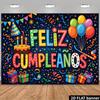 2D Feliz Cumpleanos Photo Backdrop Spanish Birthday Decor Cloth