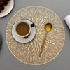 Round Placemats Gold Metallic Placemats 15in PVC Decoration Easy Clean Wipeable Non-Slip Stain Heat Resistant Table Place Mats