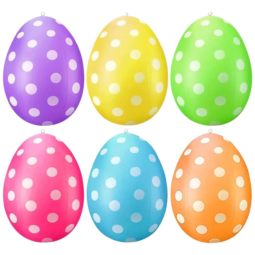 Easter Inflatable Egg Balloon DIY PVC Egg Ornament Wear Resist Colored Egg Balloon for Outdoor Garden Yard Lawn Pendant