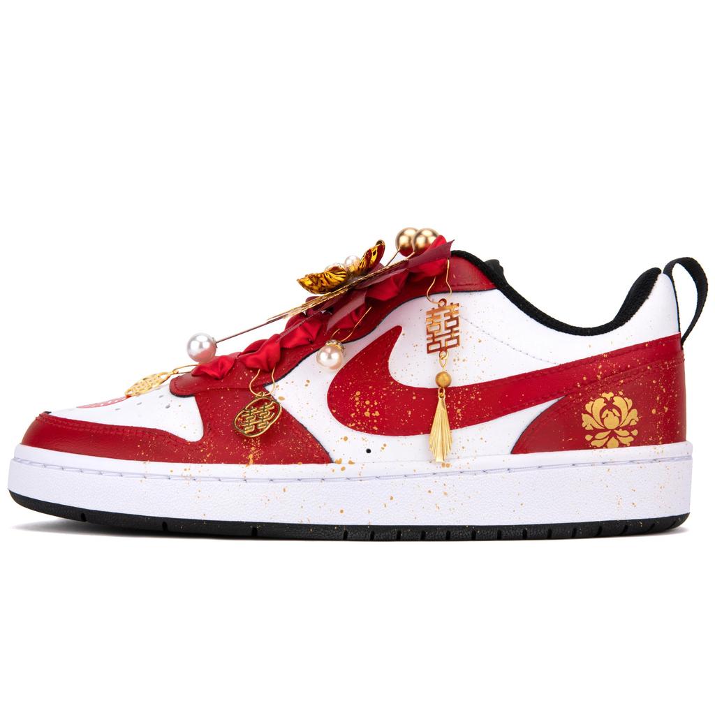 Nike Court Borough Low top Skateboard Shoes Women's Gold Red BQ5448-115(Team18-SBOX)