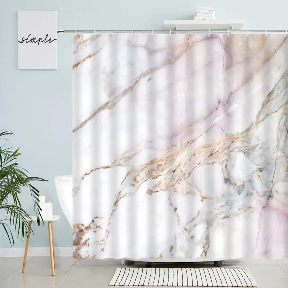 

Black Grey Marble Shower Curtain Sets Gold Line Creative Geometric Bath Curtains Polyester Fabric Chic Bathroom Decor With Hooks W60H190(CM)-1 Pcs