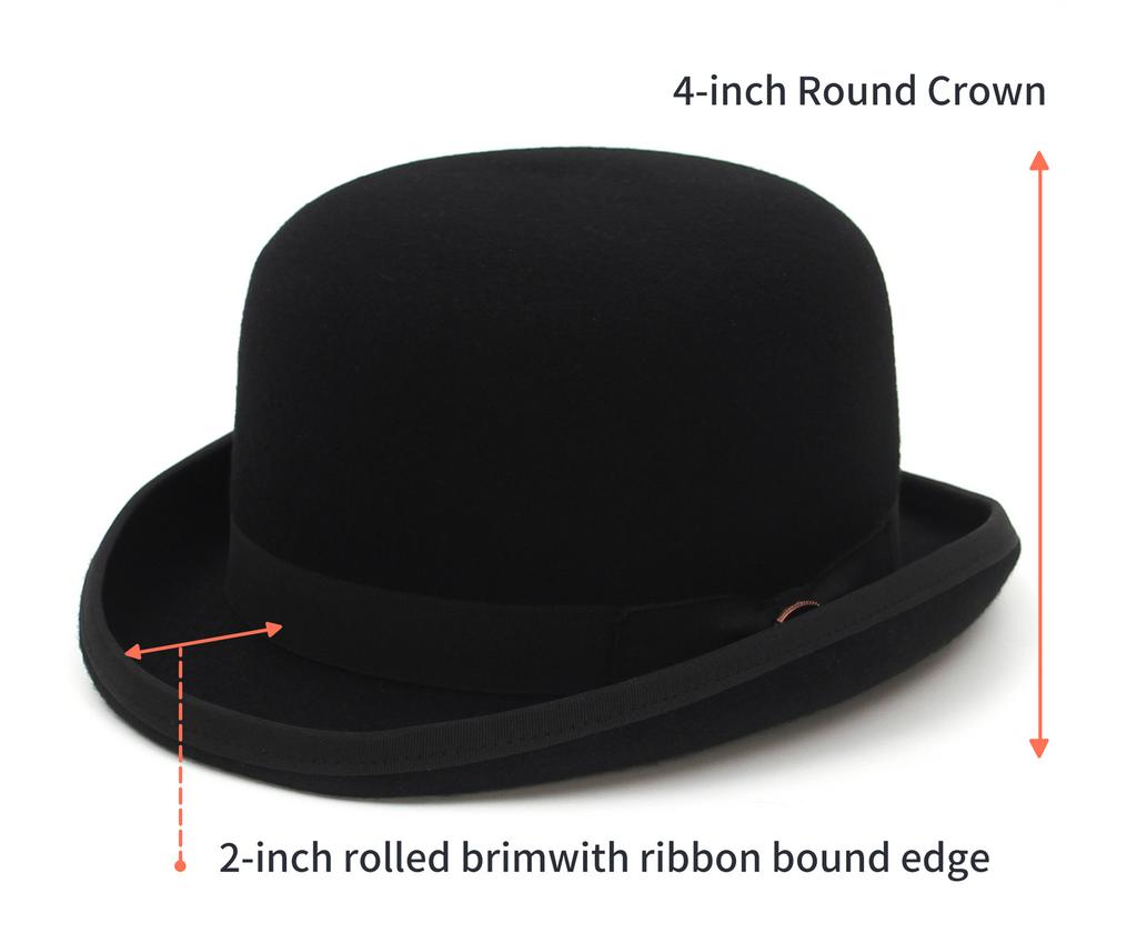 Men Top Hat Wool Bowler Hat Derby Hat Autumn Winter Vintage British Style Jazz Cap Presidential Hat 11 Cm High Magician Hat