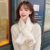 Puppy bow plush scarf female rounded corner embossed girl autumn and winter scarf Korean version student warm neck cover scarf