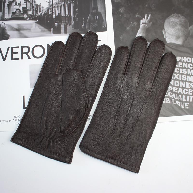 

Новые мужские перчатки из оленьей кожи, сенсорные, ручной работы, классические, модные, гофрированные, дышащие, с подкладкой из шерстяного трикотажа, теплые перчатки для вождения 11