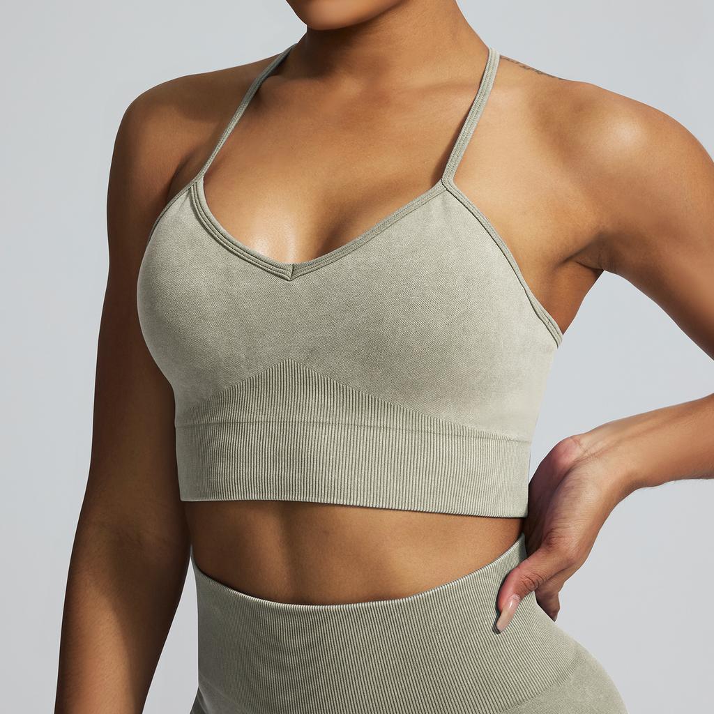 Sand Washed Quick Drying Beautiful Back Yoga Bra, Outdoor Fitness Suit, Shockproof Outer Wear, Running Tight Fitting Sports Bra For Women