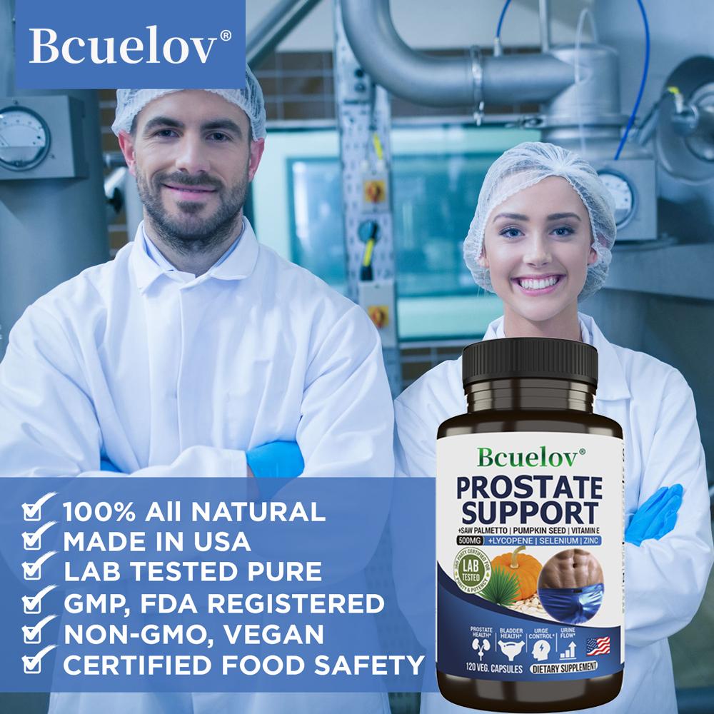 Bcuelov contains saw palm pumpkin seeds lycopene and zinc combined with vitamin E to improve urinary comfort