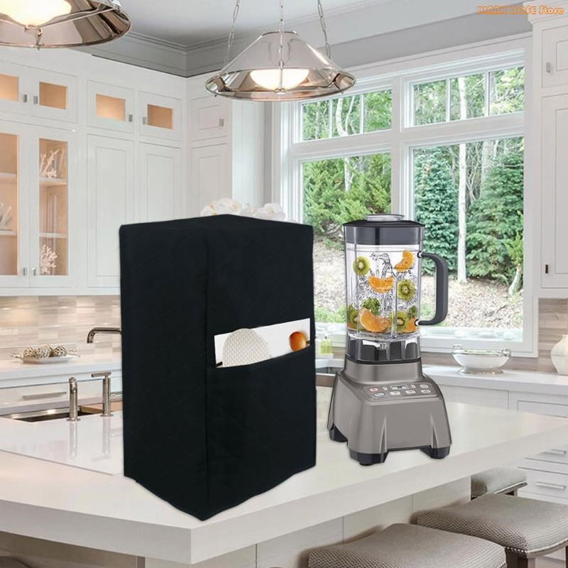 K1AE Elegant Black Quilted Dust Cover for Blenders Juicer and Kitchen Appliances