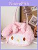 Bolsa Tote de Pelúcia My Melody Com Fecho de Zíper Para Uso Diário e Acessório de Moda