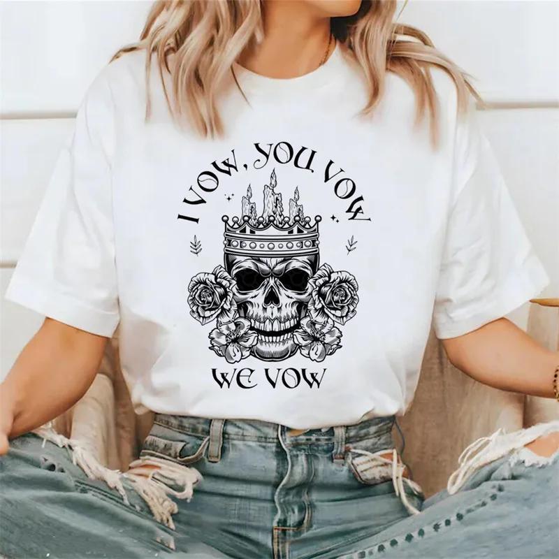 Trendy Retro I Vow You Vow We Vow Printed Summer TShirt New Top Print Fun Versatile Print Short Sleeve ONeck Loose TShirt S