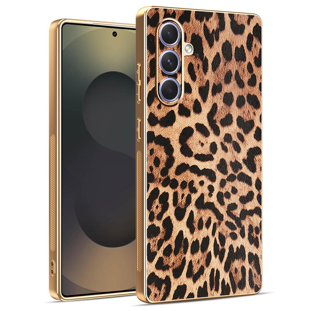 

Для Samsung Galaxy A55 5G Чохол з леопардовим принтом з PU шкіри з покриттям PC+TPU з гальванічним покриттям Чохол для телефону A