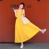 Women's Yellow Sleeveless Dress, Perfect for Summer Beach Vacation Photos; Stylish Maxi Dress