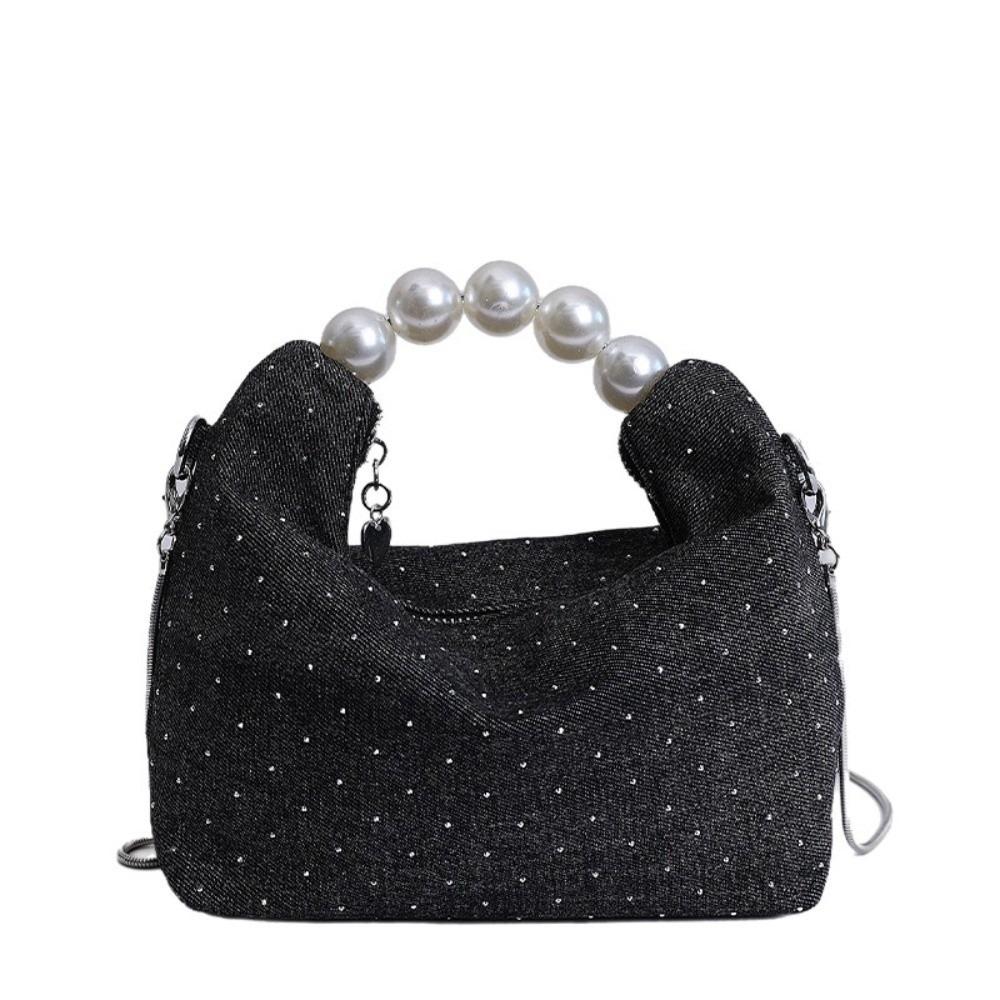 

Square Pearls Denim Bag Korean Women s Handbags Fashion Denim Crossbody Bag Purse Style 1