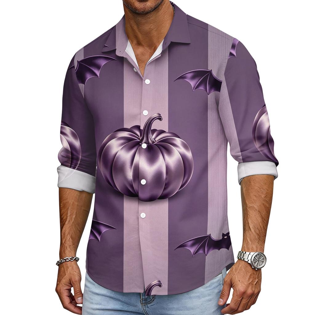 Men's Halloween Loose Fit Long Sleeve Shirt Vintage Casual Breathable Button Down Shirt for Autumn Spring Outdoor Daily Wear