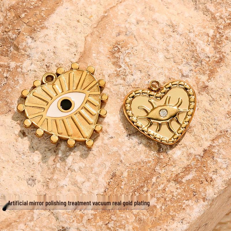 Stainless Steel Geometric Heart Pendant & Mini Eye DIY Jewelry Accessories