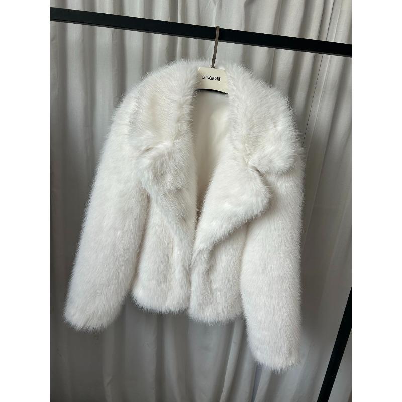 Autumn and Winter Thickened Warm Artificial Fur Jacket Short Imitation Fur Fox Fur Top Suit Collar Fur Top Women
