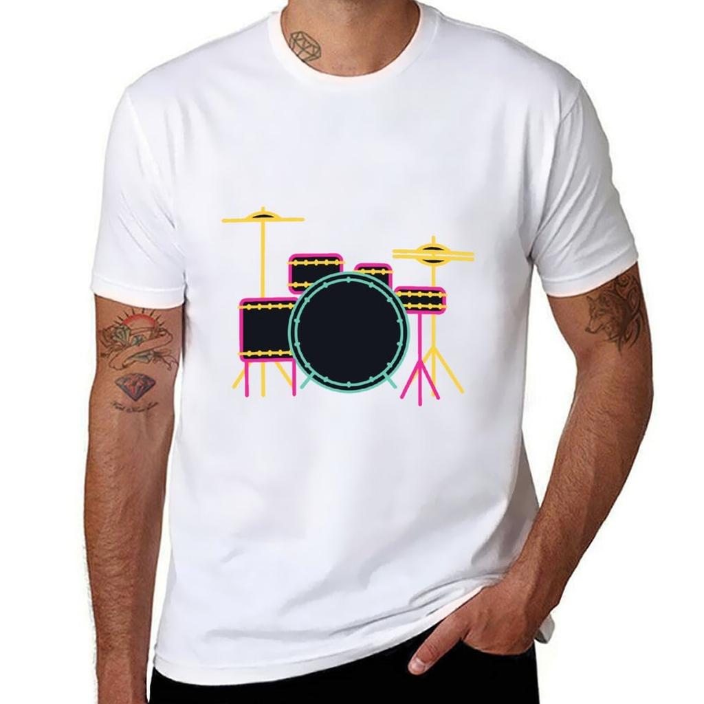 Neon Drum Kit Tshirt Festive Simple Tshirt