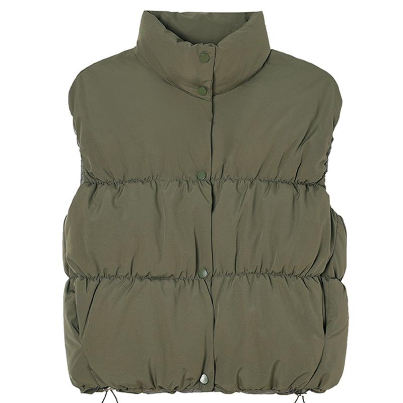 Fashion Winter Short Sleeveless Vest Woman Warm Outerwears Stand Collar Casual Thick Women's Jackets