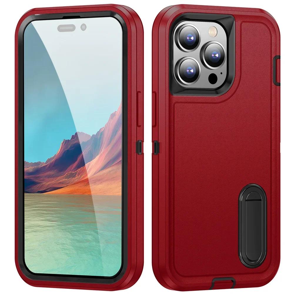 Case For iPhone 16 11 13 12 14 15 Pro Max XS XR 8 Plus Heavy Duty Shockproof Anti-Scratch Rugged Protective with Kickstand Cover