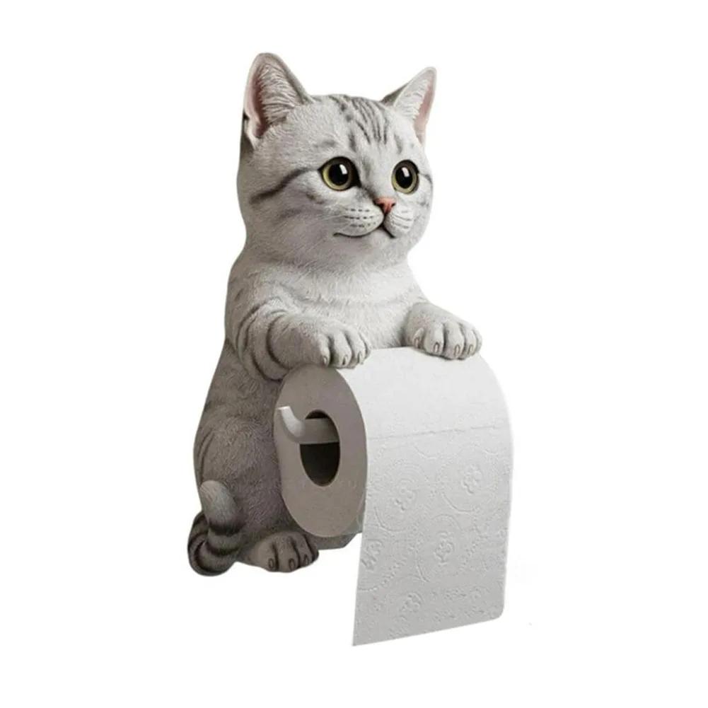 Wall Mounted Toilet Paper Roll Holder Cat Paper Roll Holder Animal Paper Towel Holder for Kitchen Bathroom Counter Home Cottage