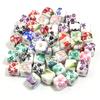 20pcs 8mm Flower Patterns Square Ceramic Beads Big Hole Porcelain Loose Beads For Jewelry Making DIY Bracelets Necklace Findings