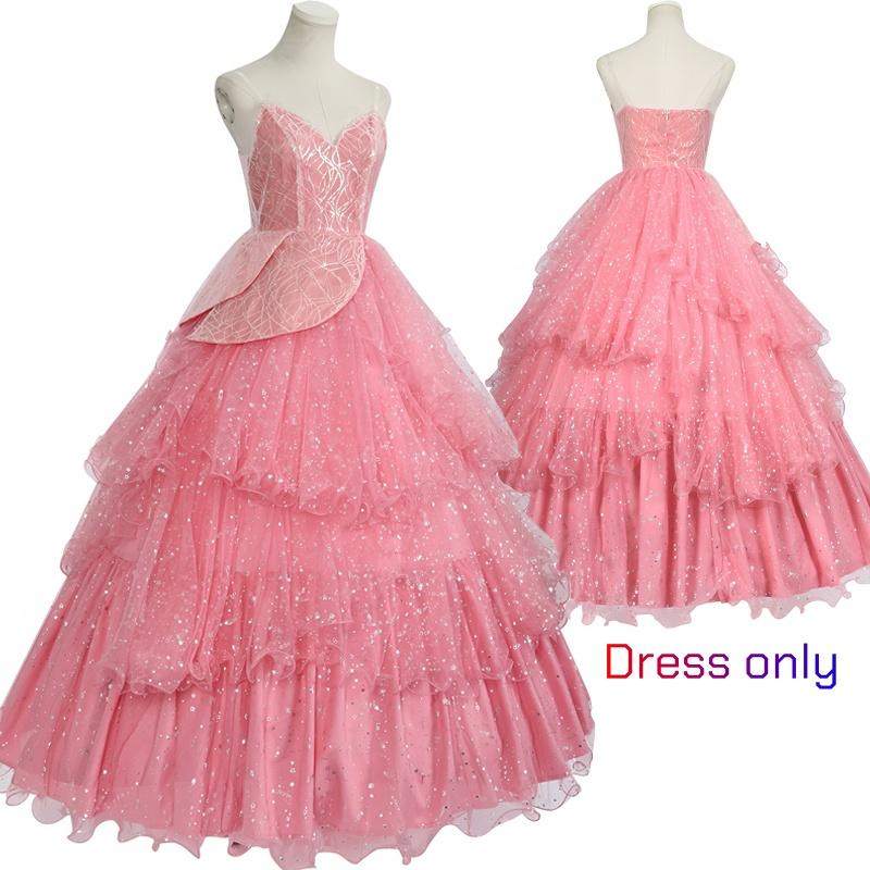 Wicked Glinda Dress for Adults Pink Glinda Cosplay Costume Dress Halloween Dance Party Show for Women Role-Playing Party Outfit