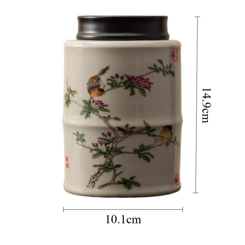 1pc Ceramic Tea Jar Household Green Tea Storage Jar Chinese Tea Box Candy Jar Fragrance Powder Box with Cover Packaging Box