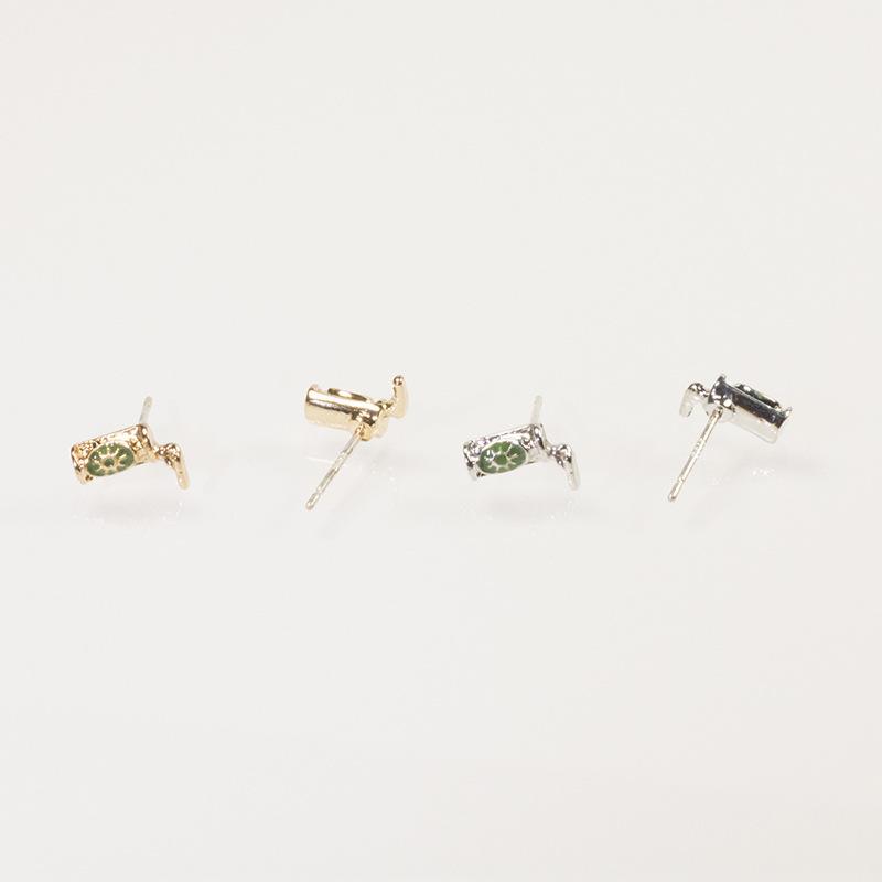 Silbernadel Süße Kiwi Ohrstecker Set Sommer Cocktail Ohrringe Niedliche Vielseitige Ohrringe für Studenten Weiblich