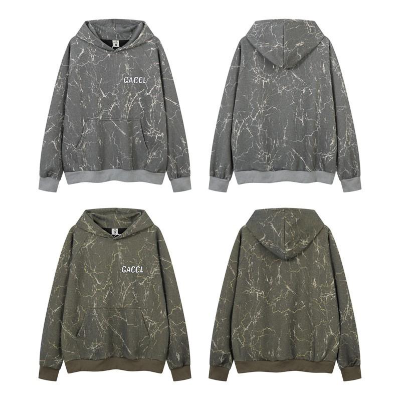 Unisex Distressed Crack Embroidery Letter Hoodie Streetwear Oversized Pullover Men Women Fall