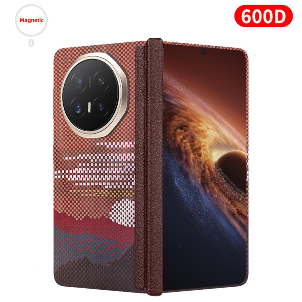 For Honor Magic V6 Carbon Case 600D Kevlar Fiber Aramid Fiber Fabric Ultra Thin Hard Cover Magnetic Black Slim Light Red Premium