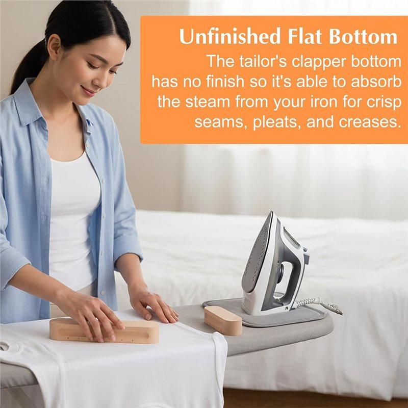A25F-Ideal For Fabric Flattening And Ironing, 2-Pack Beech Wood Tailor Clapper, 12" And 7" Sizes For Sewing And Quilting