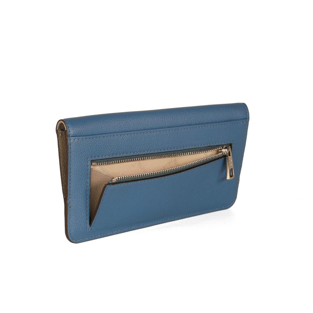 Pelle Borsa Long Wallet with Flap, 7201, Blue (BU)