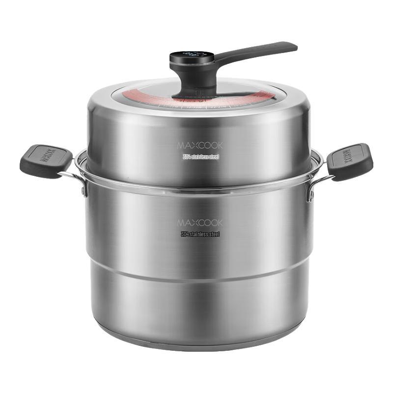 MAXCOOK 30CM 304 Stainless Steel Double-Layer Steamer Pot