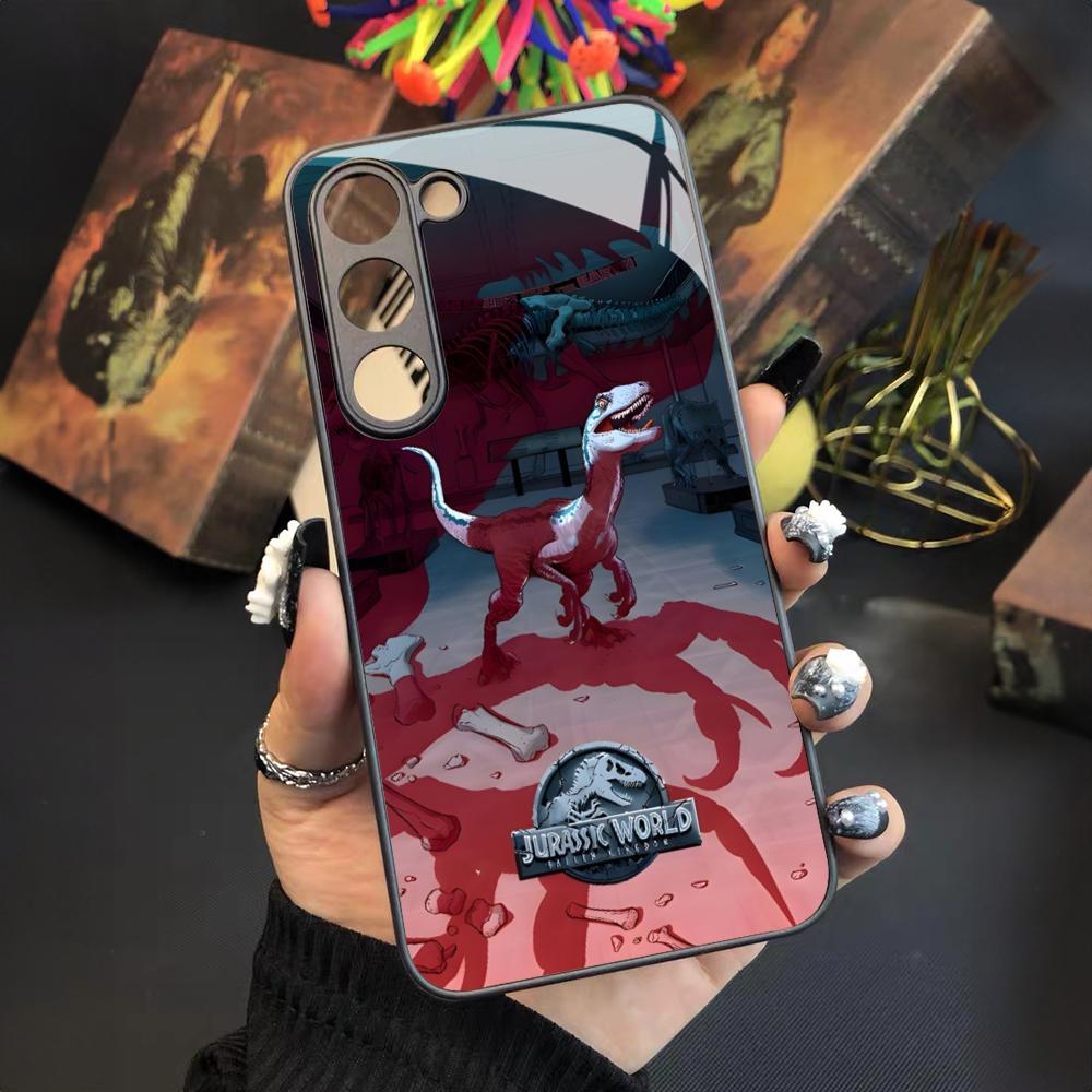 Jurassic Park Dinosaur Phone Case For Samsung Galaxy S25 S24 S23 S22 S20 S21 Note20 Ultra Plus Fe Colored Silver Cover