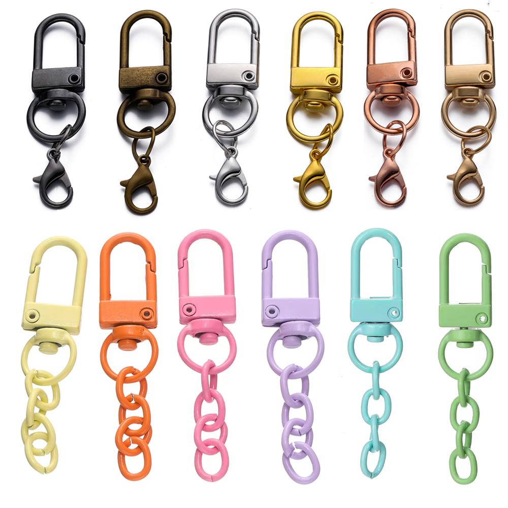 10Pcs/lot Colorful Key Chains Alloy Snap Lobster Clasp Hooks for DIY Key Chain Bag Pendants Fashion Jewelry Keychain Accessories