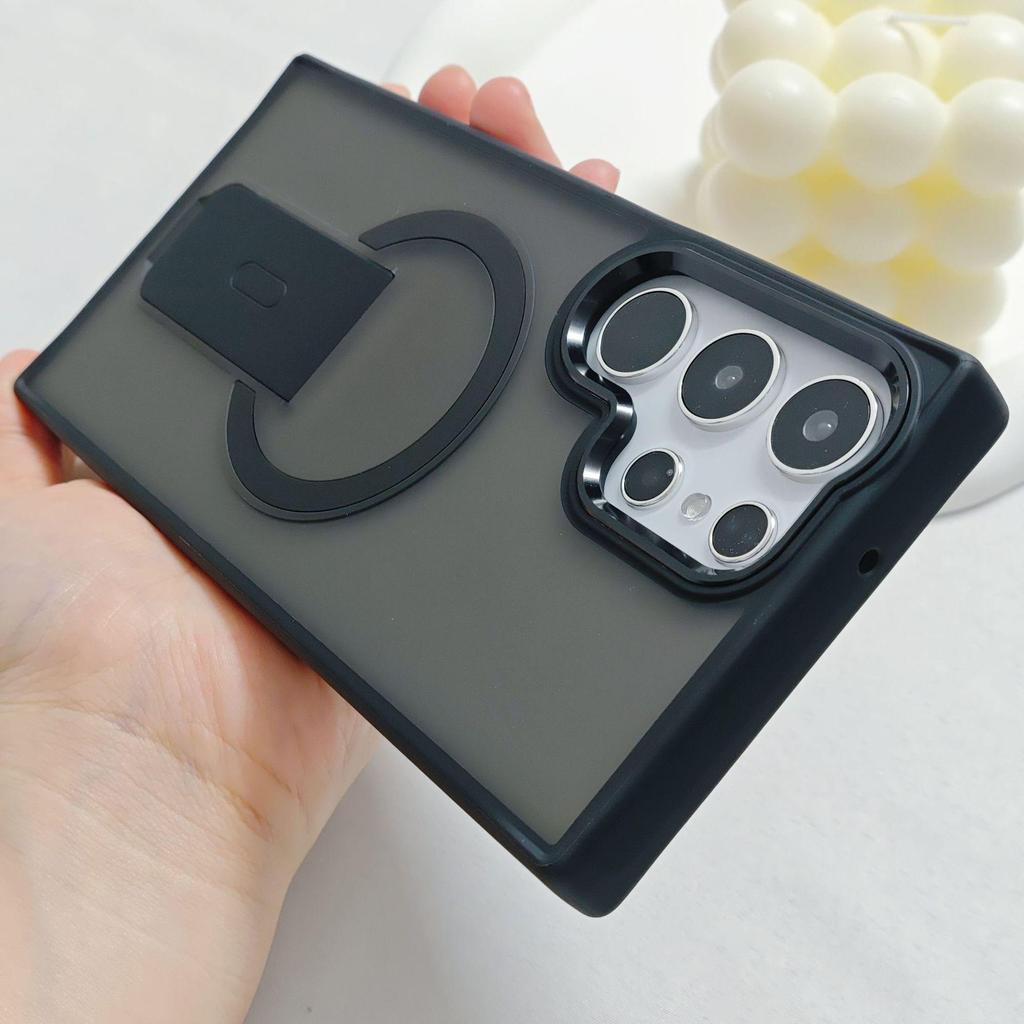 Samsung S26 Ultra Magnetic Phone Case with Invisible Desktop Stand & S25 Plus Frosted Sticker
