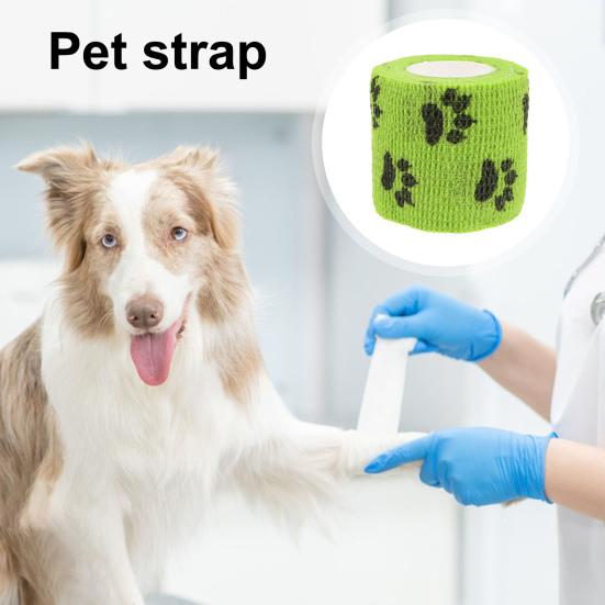 

Yousheng 12 рулонов ремней для домашних животных с рисунком когтей, самоклеящиеся повязки, дышащие эластичные повязки для домашних животных для собак, кошек, когтей, растяжений, отеков 5cm зелёный