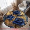 Luxury  Navy Golden  flower Pattern Round Shape Floor Mats Kitchen Hallway Runner Rug Bedroom Living Room Soft Carpet Non-slip Area Rug