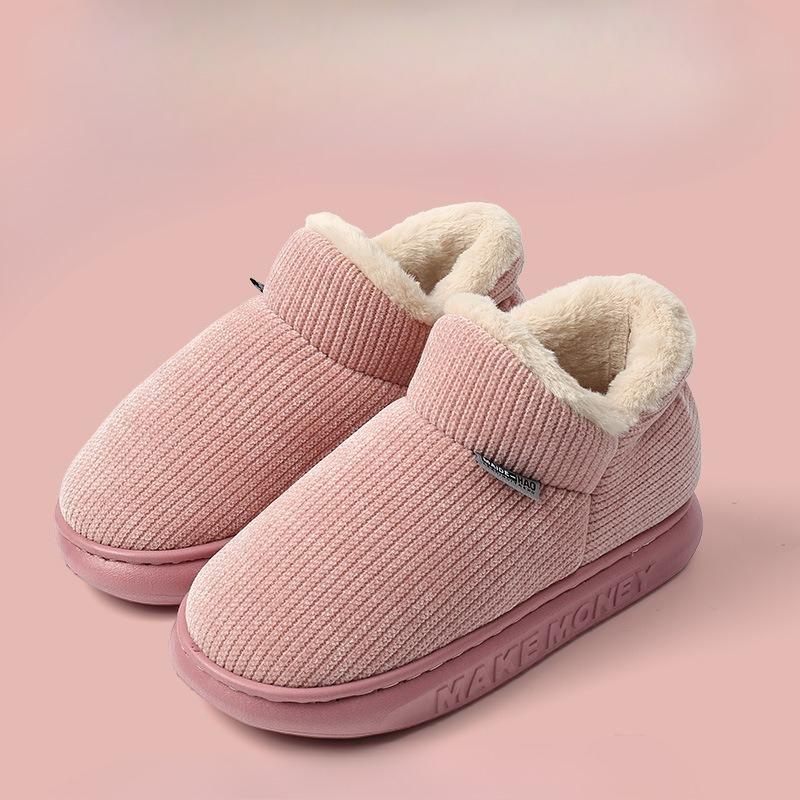 New Plush Thick-soled Slippers for Women's Home Use, Including Heel Shoes and Cotton Shoes